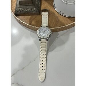 Michele Tahitian Chronograph White Silicone Watch Jelly Bean needs‎ batteries